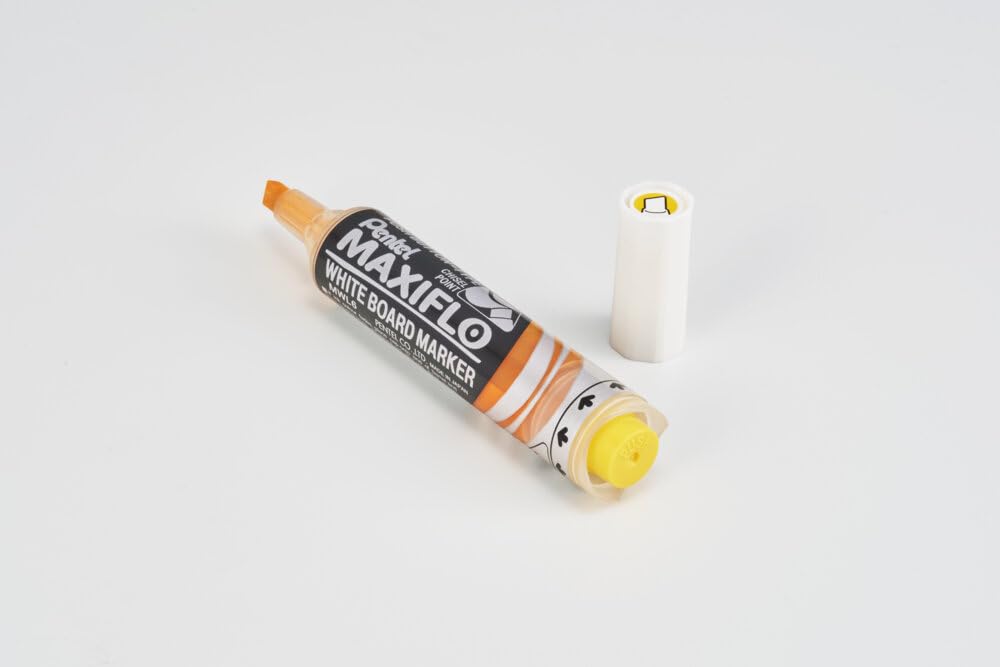 Pentel Maxiflo MWL6M - Pennarelli cancellabili a secco, punta smussata per lavagna bianca, colore: giallo