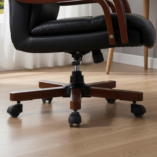 Image of Lakdi The Furniture High Back Director & Executive Chair for Office Made in Plyboard with Leatherette Upholstery & Armrest with Wooden WheelBase & Revolving Chair -Black - 111011314 Black