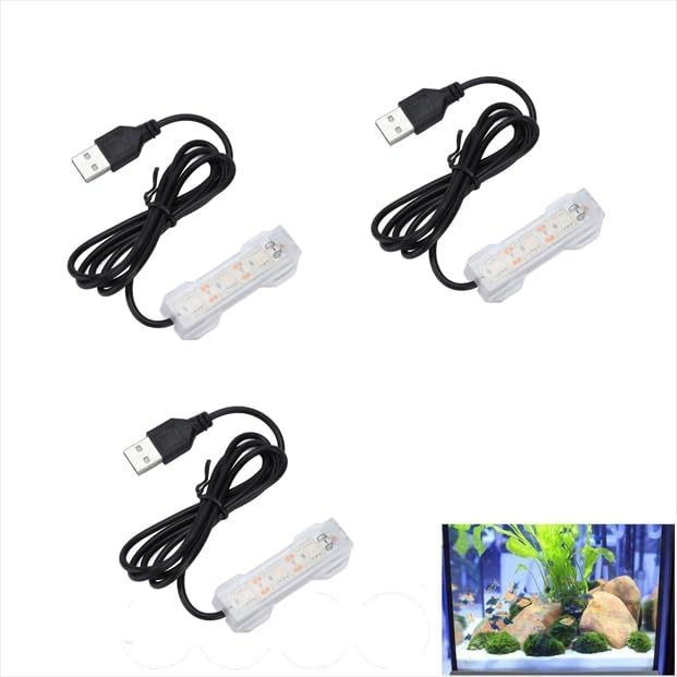 ZhangyiHot 3Pcs Blue Light Small Aquarium LED Light, Multicolor LED Fish Tank Light for Freshwater Plants Aquarium Accessories，Fish and Aquatic Pets