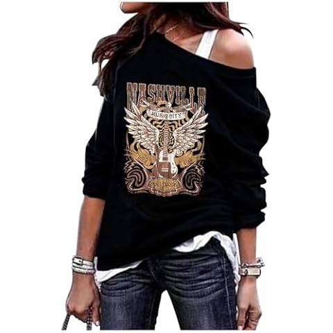 CHUNTIANRAN Off Shoulder Country Music Sweatshirt Cover
