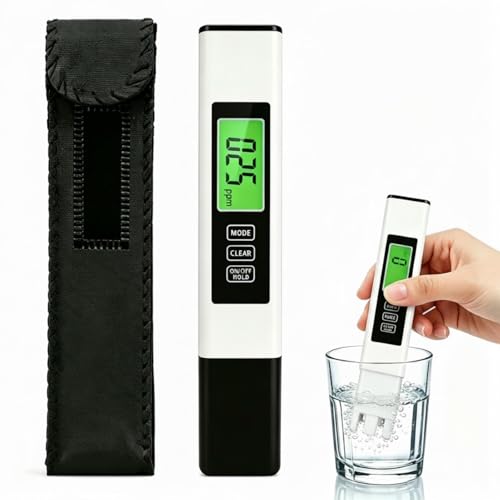 Testeur Eau Potable Numérique TDS Meter, 3 en 1 EC TDS Température avec Ecran LCD Test Dureté, Electronique 0-999ppm Moniteur de Qualité d'eau pour...