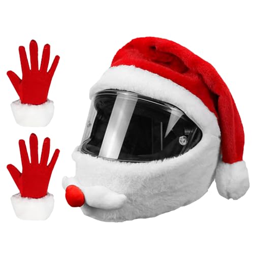 Weihnachtsmann Motorradhelm Überzug Plüsch, Weihnachten Motorrad...