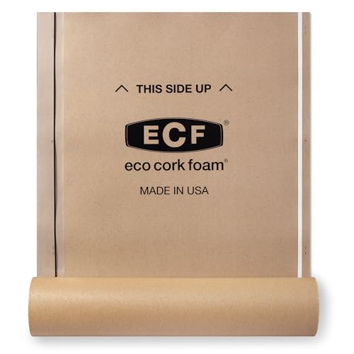 Eco Cork Foam Floor Underlayment - Floor Padding for Vinyl Plank Flooring, LVP Flooring, Hardwood Flooring, Insulation Roll for Flooring Planks - 100Sq Ft