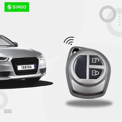 Image of SIAGO TPU Key Cover Compatible with Maruti Suzuki S-Presso,Swift,SX4,DZire,Ignis,Alto,Vitara Brezza,Celerio,Ertiga,Ciaz,SCross,Baleno,Ritz 2 Button Smart Key (Grey Pack of 1)