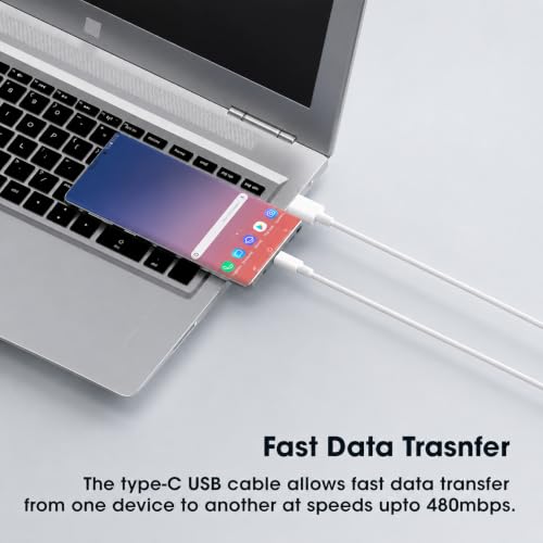 Image of 45W Flash Charging USB Type-C Cable Compatible with Infinix Note 50X, Note 50 Pro+, Note 40 Pro+, Note 40 Pro, Note 40, GT 20 Pro, Zero 40, Zero 30, Smart 9, Hot 50 Series, 1 Meter White