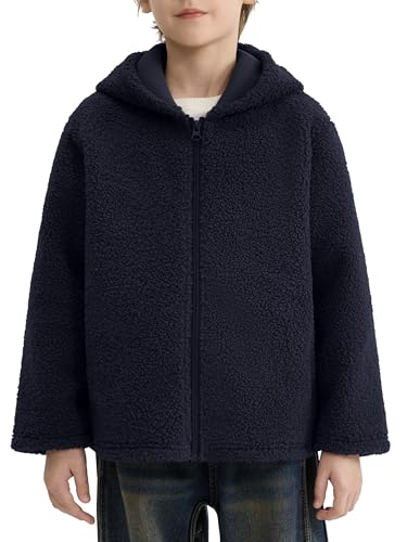 Boys and Toddlers' Polar Fleece Full-Zip Hooded Jacket with Pockets Warm Winter Fall Fleece Lined Outerwear for Kids