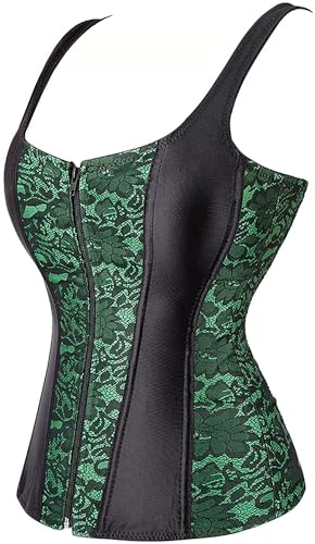 Image of Women's Lace up Gothic Jacquard Shoulder Straps Tank Overbust Shaper Corset Bustiers Top