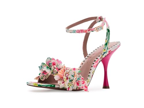 Betsey Johnson Womens Hilley Heeled Sandal Natural Floral Multi 5.5