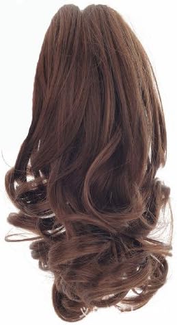 HOT Womens Hairpiece Wavy Curly Claw Hair Ponytail Clip-on Short Hair Extensions (Light Brown)