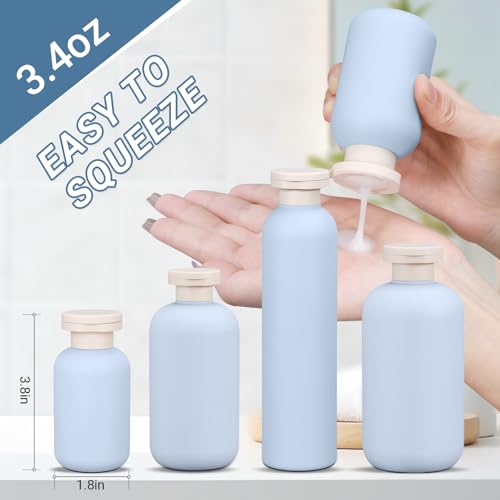 Image of ASEVAT 3.4 oz Plastic Squeeze Bottle for Lotion, Plastic Empty Shampoo Conditioner Container, Plastic Travel Size Toiletries Bottles for Shampoo, Lotion, Cream and Liquids (3 Pcs)