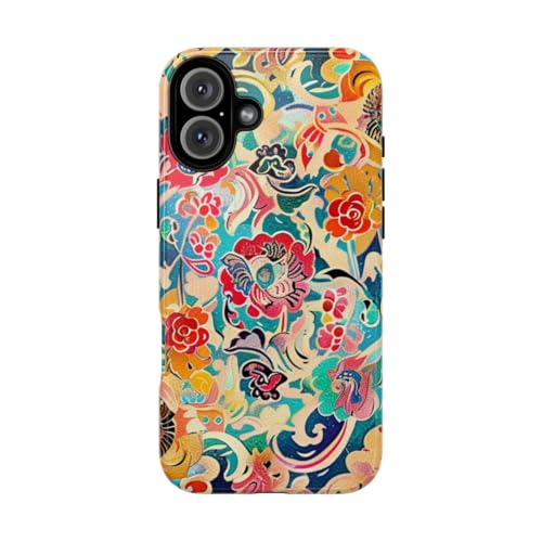 Coque iPhone 16 Plus motif floral bleu brillant, le cadeau idéal chic et protecteur