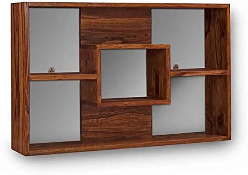 Image of SHYAM ART & CRAFT Solid Wood Corner Ladder Shelf for Living Room Wooden Floor Standing Corner (Brown)