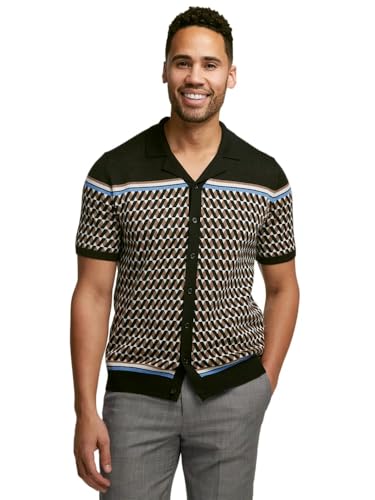 Paul Fredrick Men's Cotton Button Front Camp Collar Sweater2