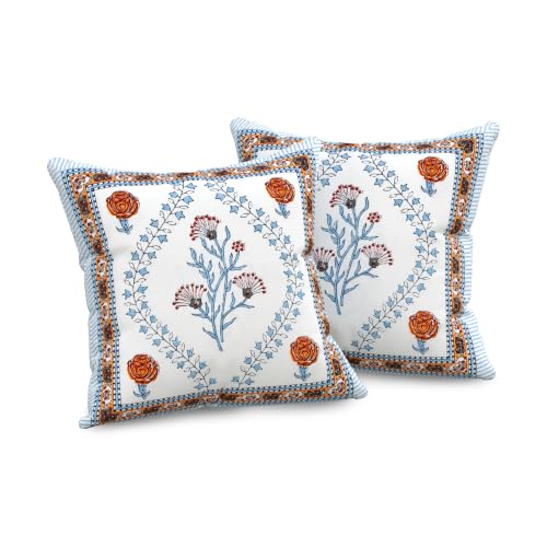 Image of BLOCKS OF INDIA 200TC Diwan Set Cotton 8 Piece | Deewan Printed Bedsheet Sets for Living Room Hall (Set of 8 Piece, 1-Bed Sheet | 2-Bolster Cover | 5-Cushion Cover (Color 51)