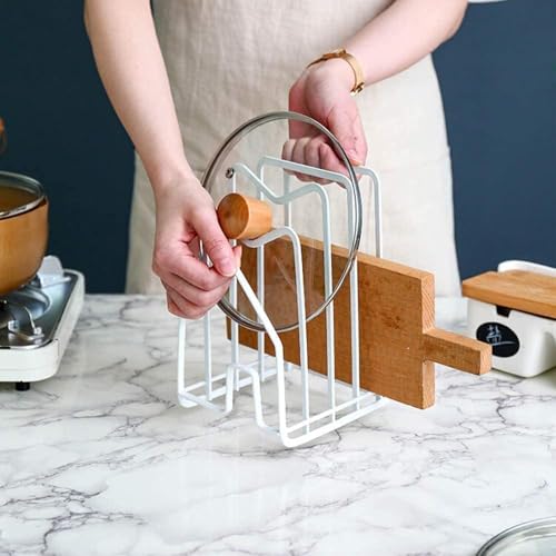 Image of Countertop Dish Rack & Plate Stand - 4-Compartment Iron Dish Drying Rack, Space-Saving White Kitchen Organizer (6 x 9 x 9.25 Inches)