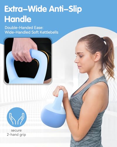 Soft Kettlebell - Cushioned Impact-Resistant Base and Anti-Slip, Kettle bell Anti-Slip Grip Weight for Home Workouts, Safe Strength Training Kettlebells Sets for Women & Men, With Non-slip Gloves - Image 5