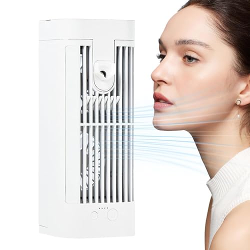 Aire acondicionado de mesa, ventilador portátil de aire acondicionado, enfriador de aire acondicionado USB con cable USB, ventilador de nebulización para dormitorio y habitación pequeña