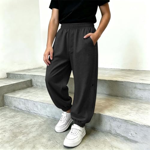 Boys Baggy Sweatpants Casual Straight Leg High Waist Elastic Jogger Pants - image 6