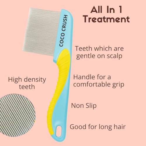 Image of Coco Crush Natural Lice Treatment Kit | Ayurvedic Anti-Lice Shampoo, Herbal Lice Spray & Long Handle Comb | 100% Natural, Safe & Chemical-Free | Kills Lice & Nits | Gentle for Kids & Adults (200ml(2x100ml) + Comb)