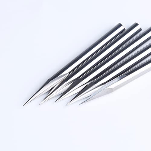 Miniatura 4 de HUHAO Broca de enrutador de 30 grados de grabado V bit 2 flauta molino de extremo recto 0.004 in punta carburo CNC router bit 18 pulgadas vástago