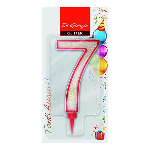 Cereria de Giorgio 58170 _ 67 vela de cumpleaños gigante con purpurina Número 7