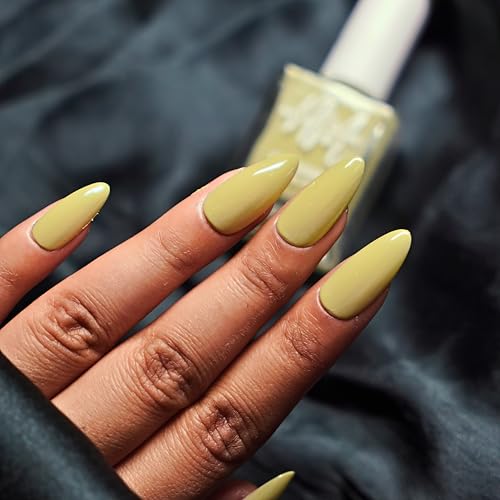 Image of Nails & More Lemon Green Nail Polish, Argan Oil-Infused Gel Shine, Bright Yellow-Green Nails, Trendy Look | 10ml