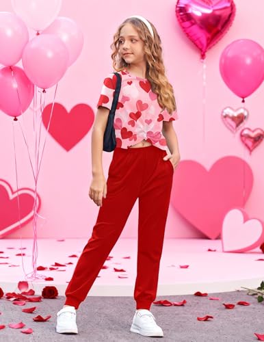 Image of Arshiner Girls Clothing Sets Tie Dye Twist Front Tops & Sweatpants Outfits Sportwear Sweatsuits Tracksuits 4-13 Year