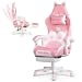 Waleaf Sedia Gaming Rosa, Sedia da Gaming Ergonomica con Regolabile Poggiapiedi, Poggiatesta, Supporto Lombare, Poltrona per Computer con Orecchie da Gatto, Altezza Regolabile