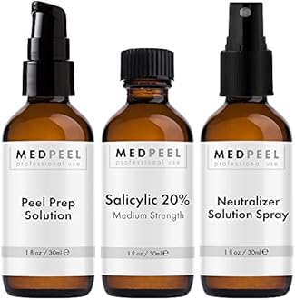 MedPeel Salicylic Acid 20% Essential Peel Kit, Includes Peel, Prep, Neutralizer, Medium Strength Professional Grade Chemical Face Peel for all Skin Tones, 1oz/30ml (Kit of 3)