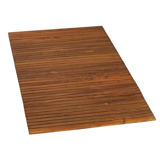Bare Decor 3 by 5' Oskar String Spa Shower Mat/Rug, X-Large, Solid Teak Wood Oiled Finish