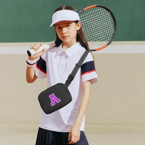 Image of COSHAYSOO Black Fanny Pack for Girls Purse Crossbody Belt Bag with Initials, Personalized 6 7 8 9 10 11 12 Year Old Teen Girl Birthday Gift Ideas Christmas Gifts Preteen Tween Trendy Stuff Letter E