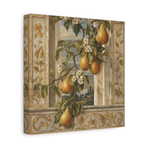 Tableau de poires nature pour habiller un petit mur vide de salle a manger