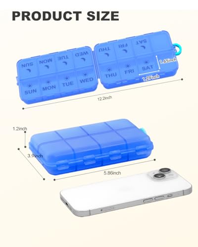 Image of Pill Organizer Travel Medicine Case - Travel Pill Case with Etched Labels, Daily Travel Medicine Case Holder