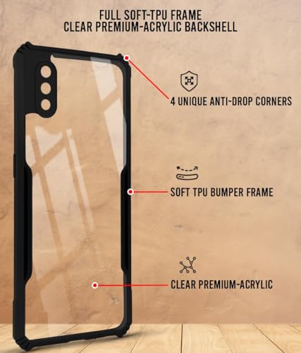Image of Jkobi Back Case Cover for Samsung Galaxy A01 (Shockproof with Polycarbonate Clear Panel | Professional Black)