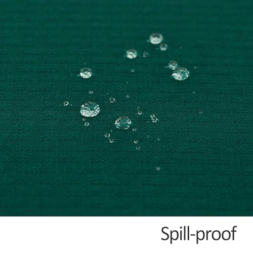 Image of maxmill Round Tablecloth Weaved Texture Design Spill-Proof Wrinkle Free Soft Christmas Table Cloth for Circular Table Cover, for Dining Room Banquet Parties Holiday Dinner, 70 Inch Hunter Green