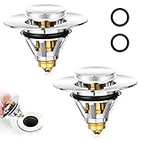 UNIDEAL 2 Stücke Waschbeckenstöpsel, Universal POP UP Ventil Stöpsel Waschbecken, Pop Up Ablauffilter & 2 Dichtungen, Abfluss Waschbecken für Waschtisch/Waschbecken (34-38 mm)