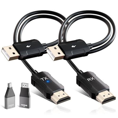 Wireless HDMI Transmitter and Receiver, 5.8G Kabellos Funkübertragung 4K Dekodierung, HDMI Wireless Funkübertragung für Funk Streaming Video Audio File von, Laptop, PC zu HDTV, Projektor, Schwarz