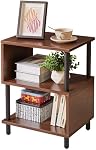 Aibiju Bedside Table Small Night Stand, Small Side Table with Open Storage, Small End Table for Bedroom, Minimalist Nightstand Light Walnut YD-TM152LW