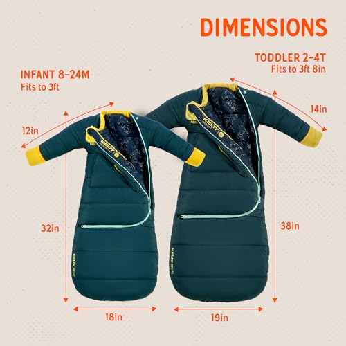 Image of Kelty Space Cadet Infant and Toddler Sleeping Bag (30 or 40F /8M to 2T) | Cozy and Warm, Arms Out Design, 40F Degree Rating, Fleece-Lined Hand Covers, Snap Back Buttons, Machine Washable