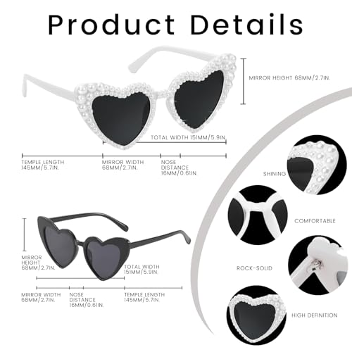 Bachelorette Party Heart Sunglasses 8 Pack Pearl Bride Sunglasses Bridesmaids Sunglasses Party Favor Proposal Gifts3