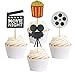 24 PCS Movie Night Cupcake Toppers Dessert Cupcake Toppers Hollywood Party Clear Treat Picks