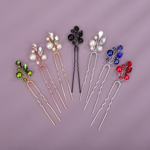 Épingles à cheveux de mariage en cristal Teyglen perles noires