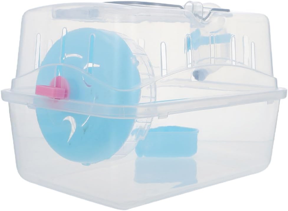 FOMIYES Gerbil Carrie Cage Hamster Travel Carrier Portable Cages Gerbil Transparent Travel Carry Case Outdoor Vacation House for Hamster, Gerbil, Mice Guinea Pig Small Animals - Blue