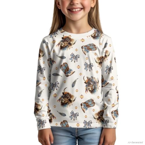 Image of Renewold Boys Girls Tees Kids T-Shirt Long Sleeve Crewneck T Shirts Casual Athletic Tops Clothing for Home School Travel