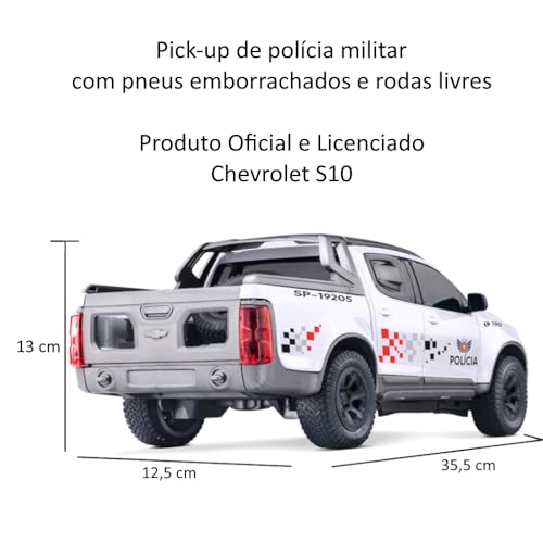 Carro de Polícia Caminhonete S10 da PM 35cm que Abre Caçamba