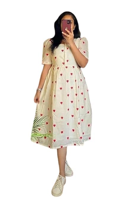 Image of Women's Pure Cotton Maxi Midi Dress Western Dress for Women Elegant Floral Printed Long Dresses | Soft & Breathable Fabric | Casual Trending Dress