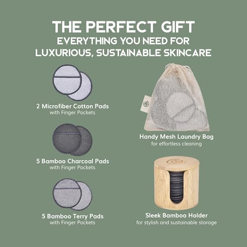 Premium 12-Pack Reusable Makeup Remover Pads with Holder - Image 2