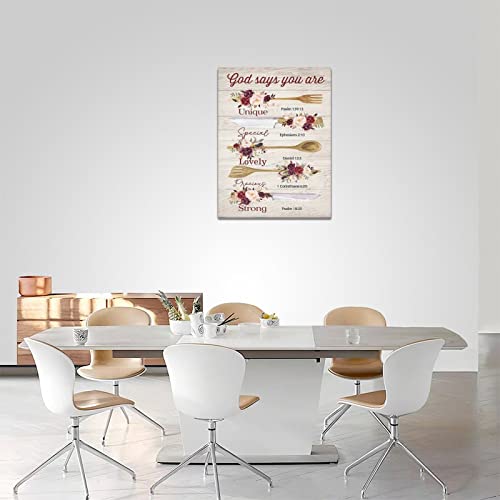 Kitchen Wall Art Kitchen Spoon Pictures Wall Decor God Say You Are Inspirational Canvas Prints Painting Rustic Farmhouse Home Decor Framed Artwork For Kitchen Dining Room Restaurant 12"X16" #TOP4