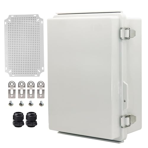 YETLEBOX Waterproof Electrical Box Junction Box Weatherproof IP67 ABS Plastic Enclosure Switch Router Project Box Electronics DIY Enclosure with Mounting Plate and Wall Bracket Grey 11.8"x7.9"x5.1"