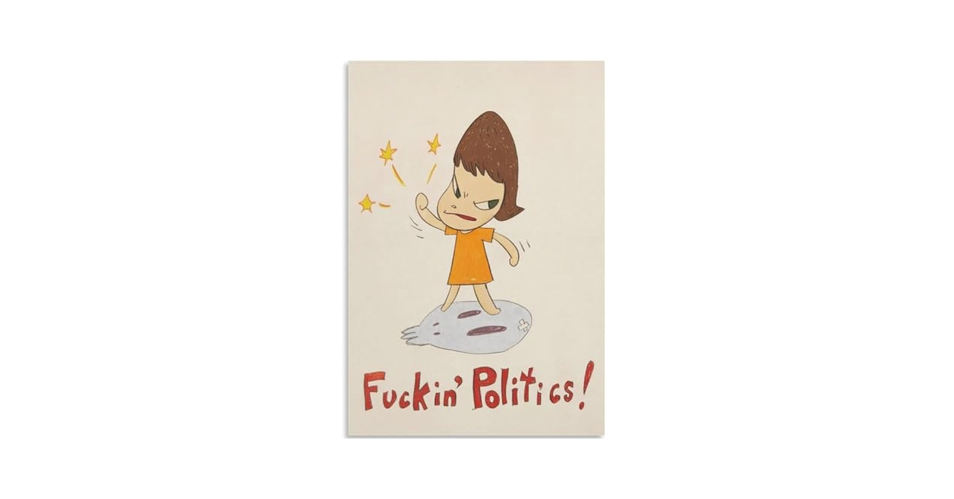 奈良美智 Fuckin' Politics! ポスター Amazon.co.jp: 奈良美智 ウォールアート《Fuckin Politics